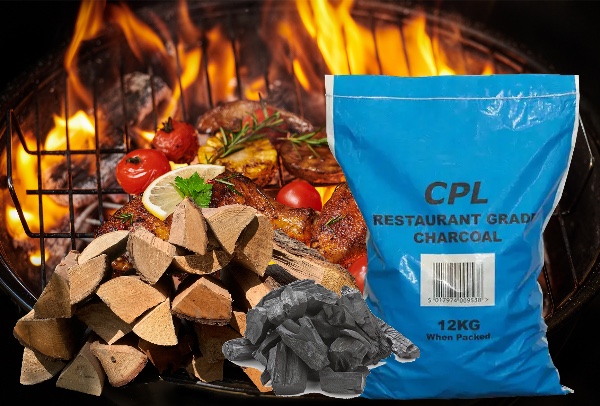 bbq charcoal and cooking wood