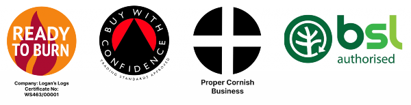 Logos ready to burn scheme, trading standards, proper cornish business and BSL authorised